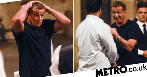 sylvester stallone gets animated at dinner with wife and daughter in