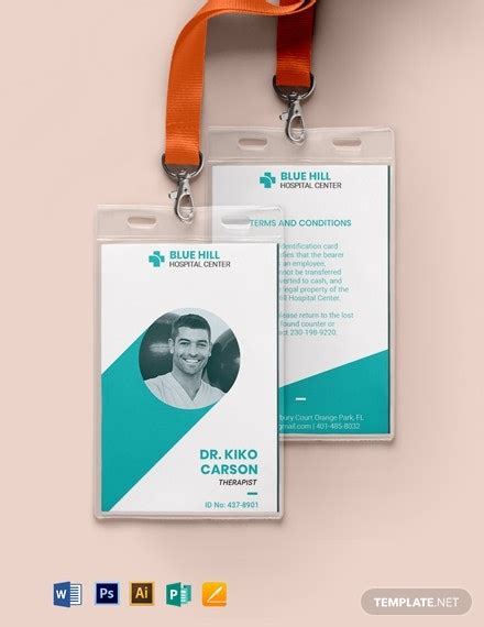 healthcare id card templates illustrator ms word pages