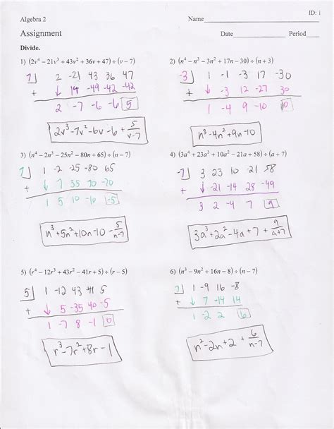 long division polynomials worksheet