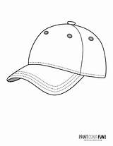 Baseball Coloring Pages Hats Hat Gear Batter Helmet Color sketch template