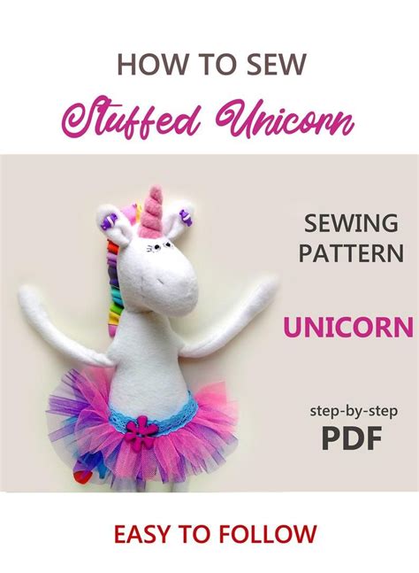 stuffed unicorn pattern sewing tutorial animals cloth etsy