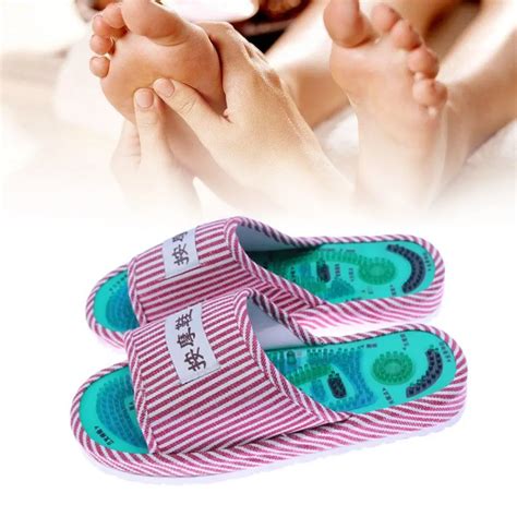 pair striped pattern reflexology foot acupoint slipper massage