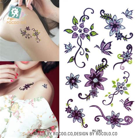 body art waterproof temporary tattoos for men and women 3d sexy purple