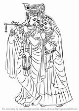 Krishna Radha Krishan Pencil Hinduism Drawingtutorials101 Shri Hindu Religion Madhubani Shiva Skill sketch template