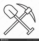 Pickaxe Shovel sketch template