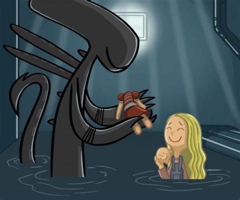 friendly xenomorph gives newt the rest of her doll