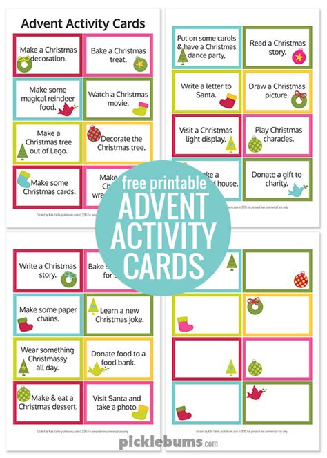 activity advent calendar  kids  printable picklebums
