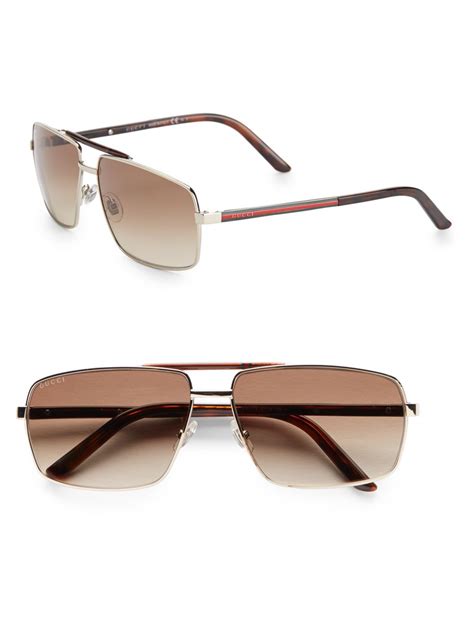 Lyst Gucci 61mm Square Aviator Sunglasses In Metallic