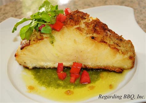 Grilled Chilean Sea Bass In Garlic And Pesto Recipe