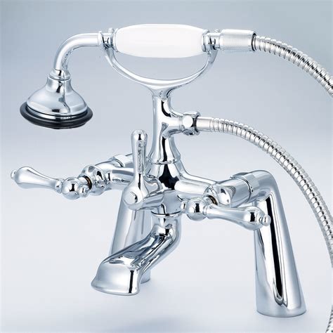 water creation    al   vintage classic spread deck mount tub faucet chrome silver