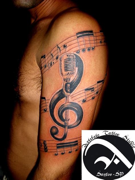 microphone   notes tattoo