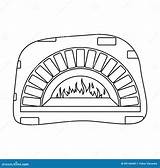 Background Oven Fired Isolated Outline Icon Wood Style Pizza Vector Illustration Stock Preview sketch template
