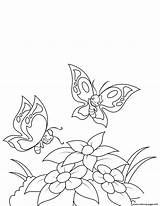 Coloring Flowers Butterflies Pages Over Fly Printable Happy sketch template