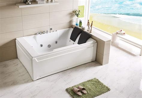 alcove jet bathtub with backrests two person design lumbar body and