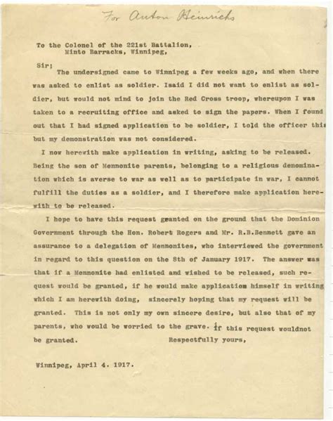 Letter For Anton Heinrichs