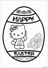 Easter Coloring Kitty Hello Pages Happy Kids Color Sheets Religious Print Printable Egg Eater Cards Year Pencils11 March Title Read sketch template