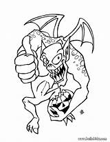 Coloring Halloween Gargoyle Monster Pages Monsters Dangerous Color Print Scary Tiny Creature sketch template