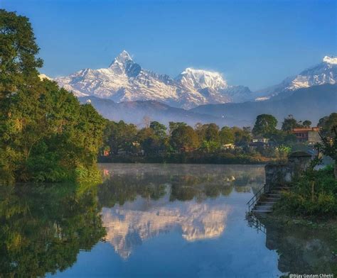reflection fewa lake pokhara r nepalimages