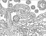 Gogh Starry Stellata Quadri Sternennacht Ausmalbild Colorir Munch Noite Scream Estrelada Sketchite Famosi Pagine Bambino Gessetto Arti Grano Forumcommunity Coloriage sketch template