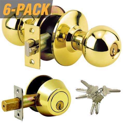 premier lock brass grade  combo lock set  entry door knob  deadbolt  sc keys total