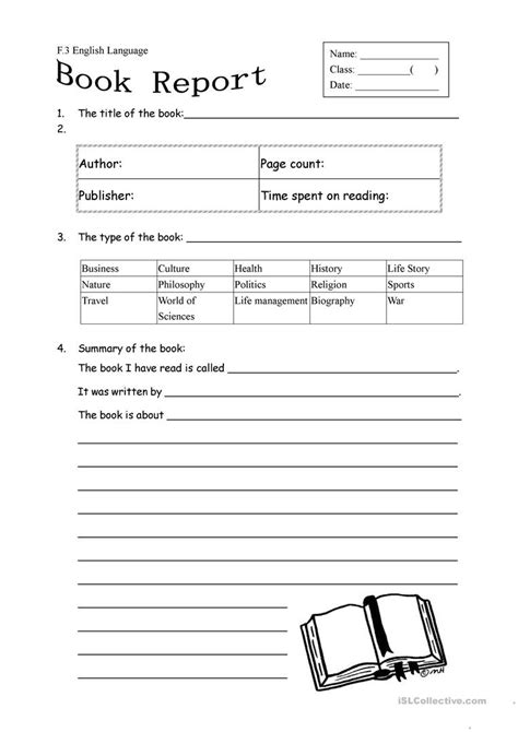 printable book report forms  elementary students  printable