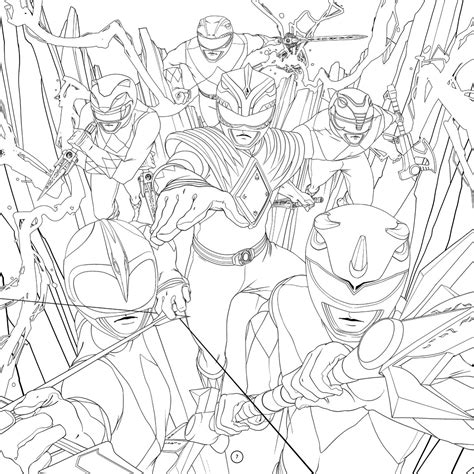 mighty morphin power rangers   adult coloring book treatment