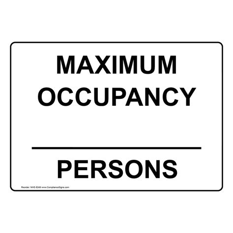 custom maximum occupancy persons sign nhe 8249 industrial notices