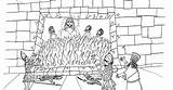Three Hebrew Fiery Furnace Children Coloring sketch template