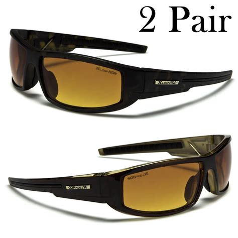 2 pair sport wrap hd night driving vision sunglasses yellow high