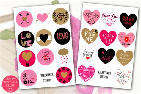 Cute Valentines Day Stickers Graphic By Happy Printables Club