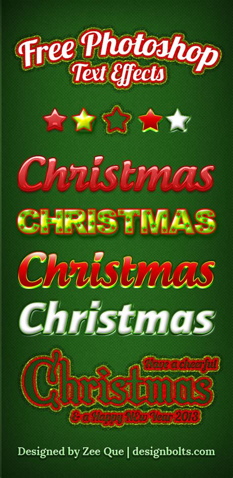 beautiful christmas photoshop text effects styles asl designbolts