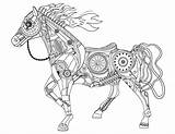 Steampunk Coloring Horse Pages Adult Coloringgarden Printable Colouring Animal Kids Books Animals Robot Mandala Drawing Draw Description Patterns Choose Board sketch template