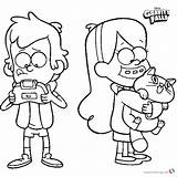 Mabel Dipper Coloring Pages Gravity Falls Cat sketch template