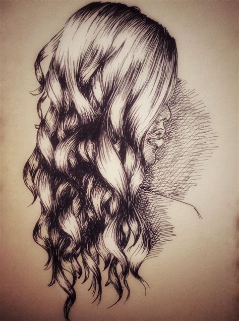 curly hair drawing in ink how to draw hair sketch girl woman hair