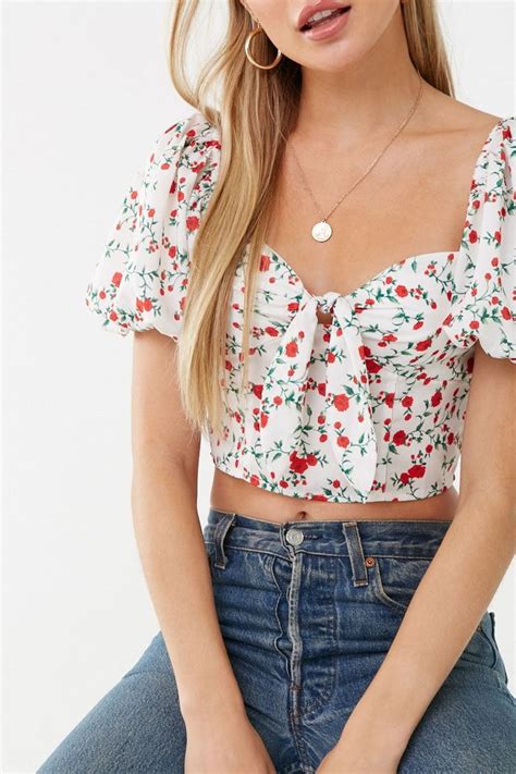 floral print crop top forever 21 crop top outfits cute casual