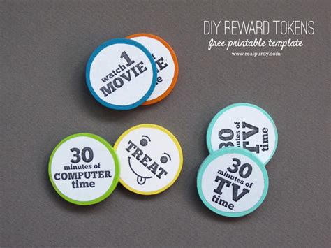 diy reward tokens  printable kids rewards charts  kids