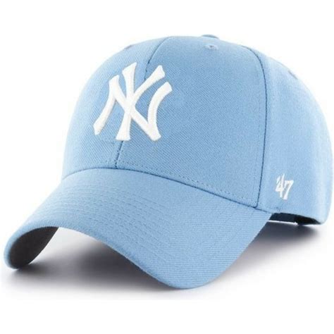 brand curved brim  york yankees mlb mvp light blue snapback cap