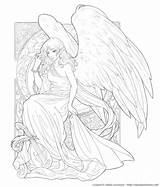 Angel Coloring Pages Adults Angels Printable Getcolorings Color Guardian Anime Devil Getdrawings sketch template