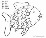 Fish Color Coloring Rainbow Numbers Pages Kids Printable sketch template