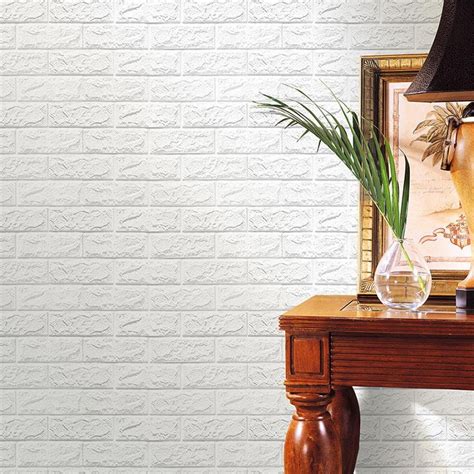 sayfut peel  stick  wall stickers panels white brick wallpaper