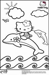 Kitty Hello Coloring Pages Beach Dolphin Color Hard Printable Getcolorings Simple sketch template