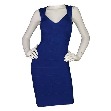 Herve Leger Cobalt Blue Bandage Dress Sz Xs For Sale At