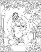 Krishna Coloring Outline Pages Drawing Painting Printable Choose Board Mandala Tanjore Drawings Mural Glass sketch template