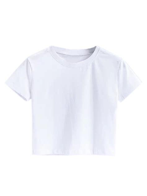 [21 Off] 2021 Short Sleeve Mock Neck Cropped Tee In White Zaful