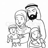 Muslim Son Musulmane Heureuse Familie Element Dekorations sketch template
