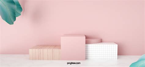 pink ins style stereo exhibition background ins style pink leaf background image