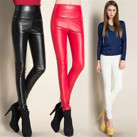 buy 2017 high quality pu leather pants women winter