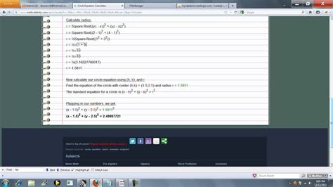 circle equation calculator youtube