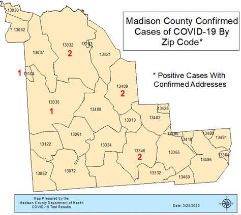 madison county releases map  coronavirus cases  zip code syracusecom