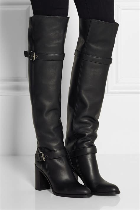 lyst gianvito rossi leather   knee boots  black